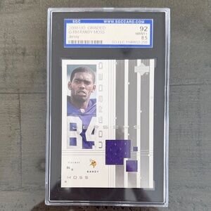 Randy Moss Graded Football‎ Card 8.5. Minnesota Vikings. Piece of Jersey in Card